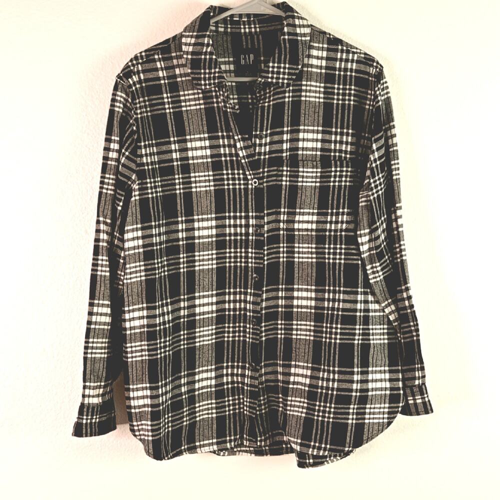 Gap women's Black and White Flannel Size large - Picture 6 of 7